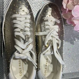 Cole Haan Women's Gold and White Sneakers